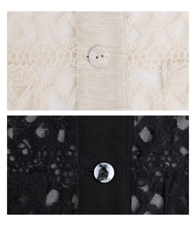 送料無料】『レース×リネン混シアージャケット』【メール便不可】【20