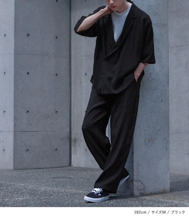 『MDRシャツ＆ストレートパンツセットアップ』【メール便不可】【30】[アウター メンズ セットアップ シャツ パンツ ストレート ワイド 総ゴム 調整できる 紐付き 楽ちん 薄手 涼し気 透け感 春 夏]_2