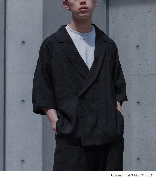 『MDRシャツ＆ストレートパンツセットアップ』【メール便不可】【30】[アウター メンズ セットアップ シャツ パンツ ストレート ワイド 総ゴム 調整できる 紐付き 楽ちん 薄手 涼し気 透け感 春 夏]_3