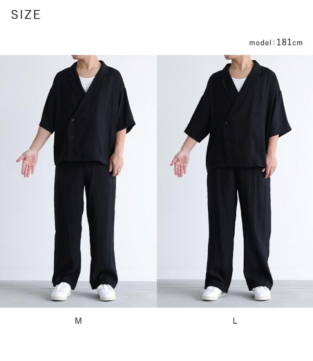 『MDRシャツ＆ストレートパンツセットアップ』【メール便不可】【30】[アウター メンズ セットアップ シャツ パンツ ストレート ワイド 総ゴム 調整できる 紐付き 楽ちん 薄手 涼し気 透け感 春 夏]_18