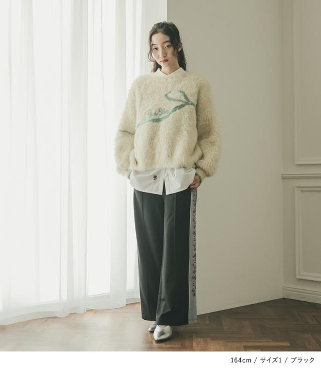 送料無料】『花柄刺繍ジャージパンツ』【メール便不可】【20】[パンツ