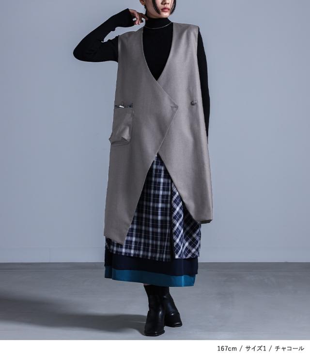 送料無料】『バックプリーツロングジレ』【メール便不可】【20