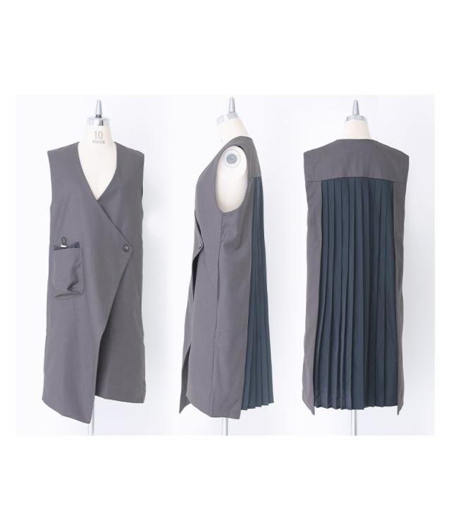 送料無料】『バックプリーツロングジレ』【メール便不可】【20