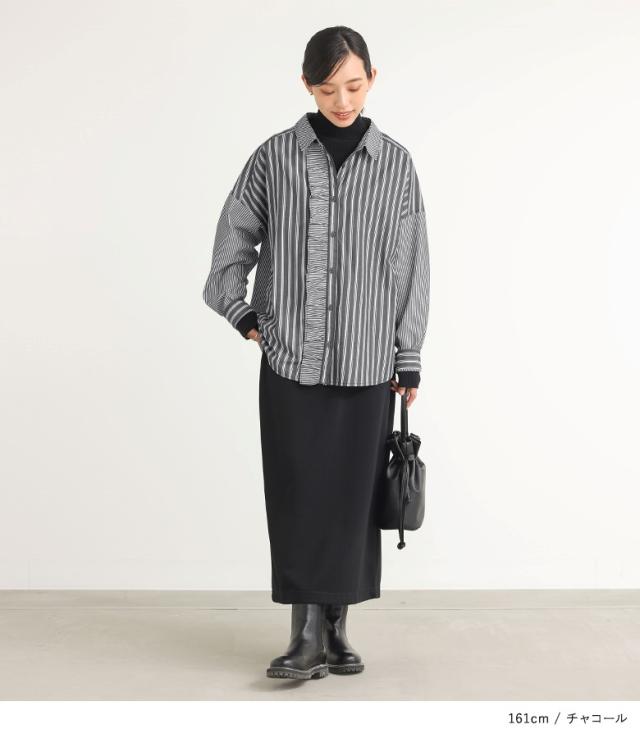 ジーフォア ゴルフ レディース ストライプシャツ フリル付きシャツ ジーフォア ゴルフ レディース ストライプシャツ フリル付きシャツ