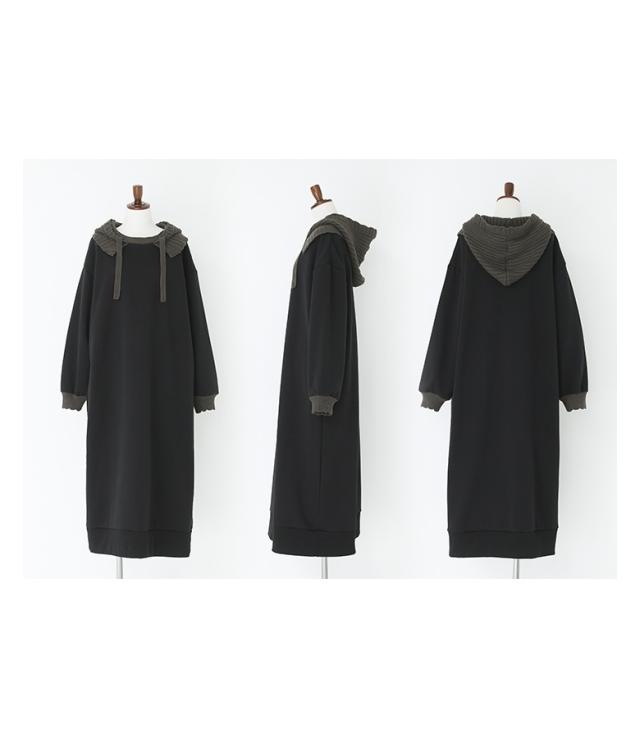 送料無料】『裏起毛ニットフード付きワンピース』【メール便不可】【50