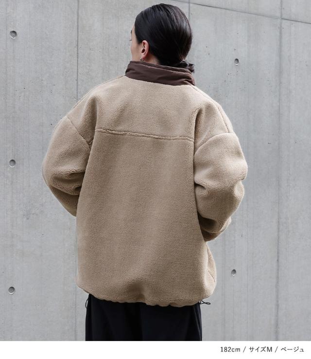【送料無料】『スタンドカラーボアジャケット』【メール便不可】【60】[ジャケット ボア メンズ アウター ライトアウター 羽織 ブルゾン 長袖 スタンドカラー 裏地付き ドロスト セットアップ] 送料無料】『スタンドカラーボアジャケット』【メール便不可】【60
