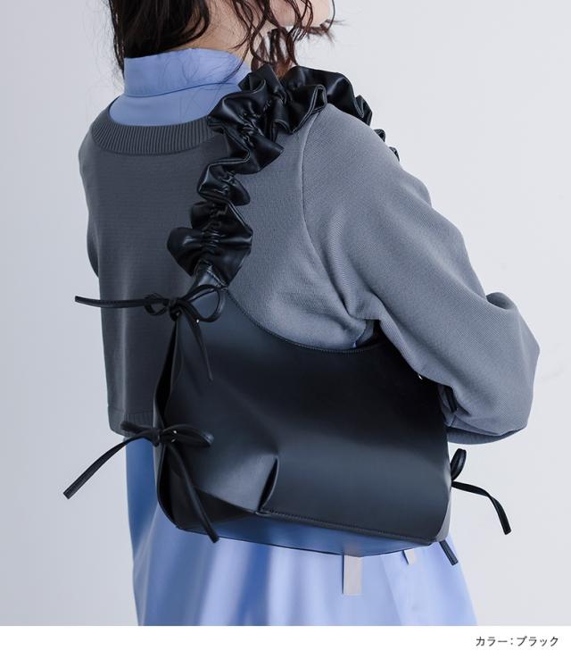 【送料無料】『Casseliniサイドリボンデザインバッグ』【メール便不可】【80】[バッグ レディース ファッション雑貨 小物 鞄 かばん トート ハンドバッグ 肩掛け ショルダー リボン ギャザー フェイクレザー 春 夏 秋 冬] 送料無料】『Casseliniサイドリボンデザインバッグ』【メール便不可