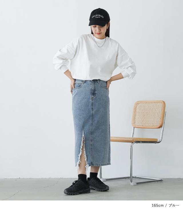 デニムスカート ダメージ デニムスカート ドットダメージデニム