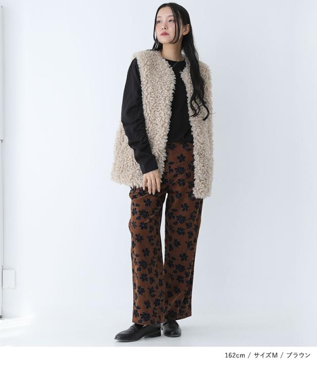 コーデュロイ花柄プリントパンツ』【メール便不可】【20】[パンツ