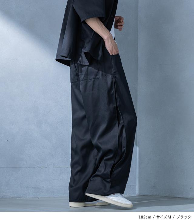 『MDRレギュラーカラーシャツセットアップ』【メール便不可】【30】[セットアップ メンズ 夏 春 シャツ 半袖 ワイドパンツ ロング オーバーサイズ カジュアルシャツ サイドタック レギュラーカラー 上下セット]_5