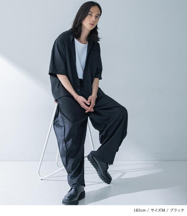 『MDRレギュラーカラーシャツセットアップ』【メール便不可】【30】[セットアップ メンズ 夏 春 シャツ 半袖 ワイドパンツ ロング オーバーサイズ カジュアルシャツ サイドタック レギュラーカラー 上下セット]_11