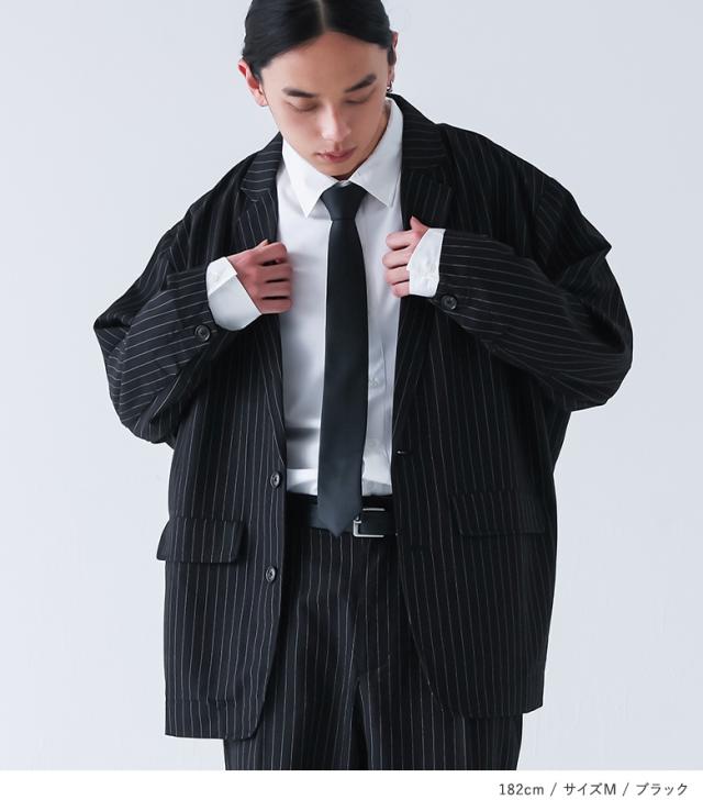＜春新作＞『MDRストライプルーズフィットセットアップ』【メール便不可】【30】[スーツ セットアップ メンズ アウター ボトムズ ジャケット パンツ 長袖 ロング丈 オーバーサイズ ピンストライプ柄 上下セット 春 夏 秋 冬]_5