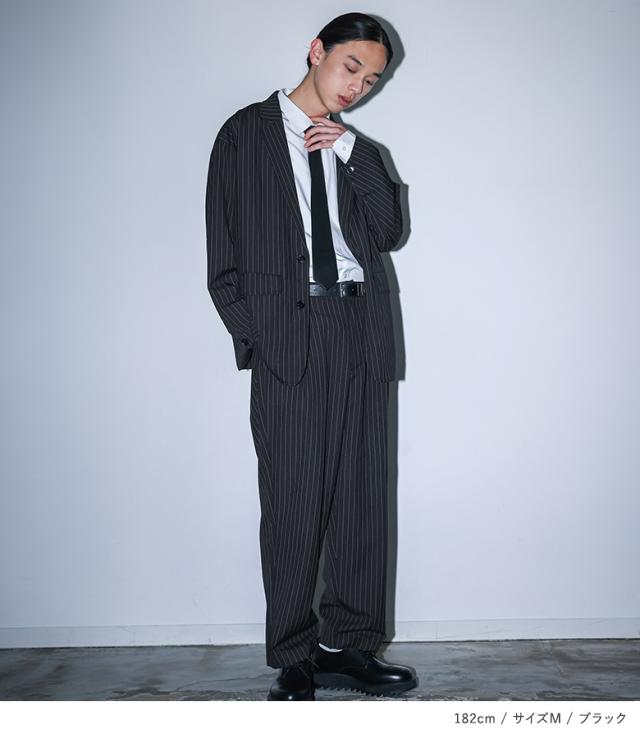 ＜春新作＞『MDRストライプルーズフィットセットアップ』【メール便不可】【30】[スーツ セットアップ メンズ アウター ボトムズ ジャケット パンツ 長袖 ロング丈 オーバーサイズ ピンストライプ柄 上下セット 春 夏 秋 冬]_6