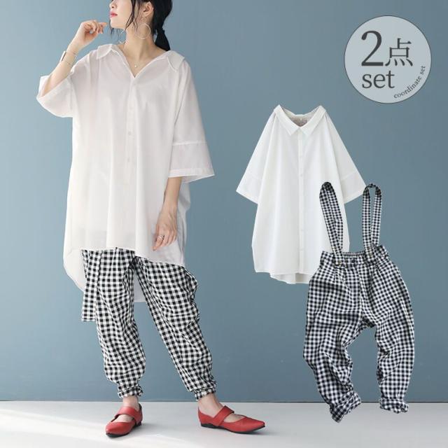 【送料無料】『格好可愛いカジュアルモードコーデ2点SET』 【メール便不可】【20】[2024 レディース 2点セット 春夏秋 トップス オーバーの通販は