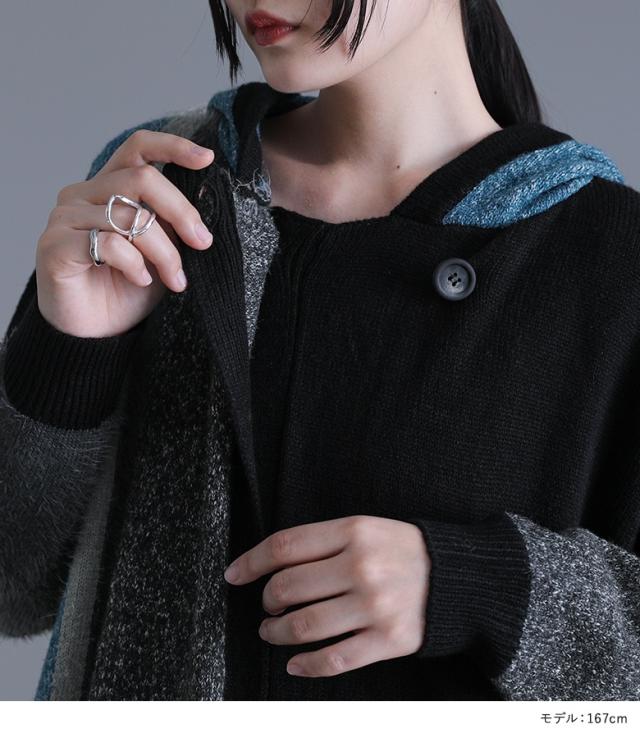 送料無料】『kOhAKU配色フード付きロングカーディガン』 【メール便