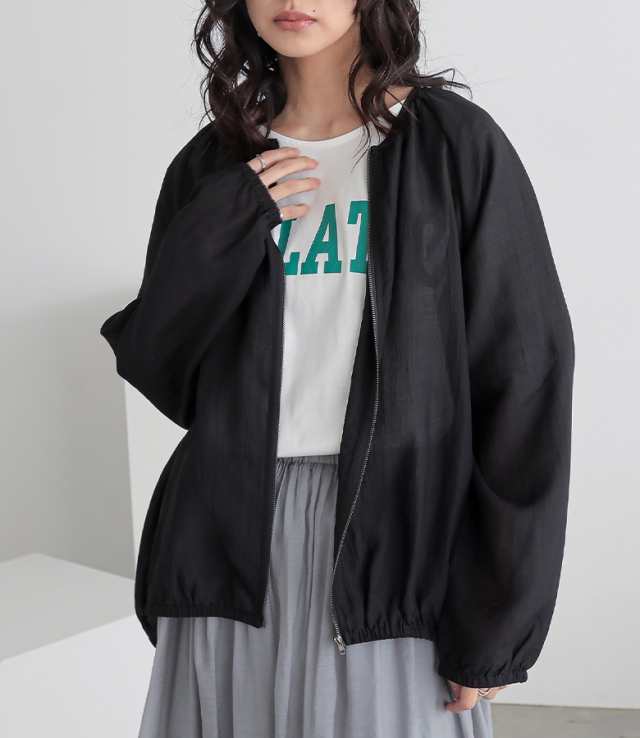 ユナイテッドアローズ シアーブルゾン ノーカラーブルゾン ライトアウター 黒 UNITED ARROWS（ユナイテッドアローズ）の「P/C シアー ノー