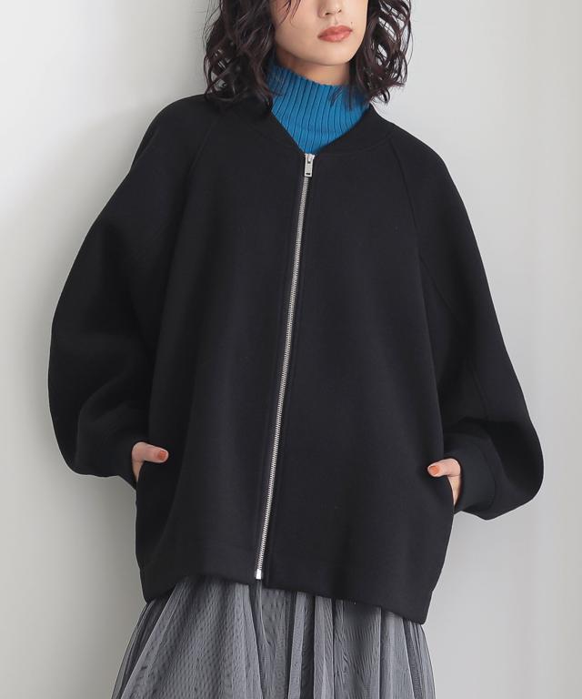【送料無料】『フェイクメルトンボリュームスリーブブルゾン』【メール便不可】【50】[アウター ブルゾン 長袖 レディース 二の腕カバー 体型カバー 防寒 ゆったり 細見え ボリューム ふんわり] 送料無料】『フェイクメルトンボリュームスリーブブルゾン』【メール便