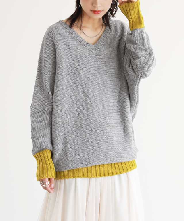 配色Vネックニット』 【メール便不可】【20】[ニット セーター 配色Vネックニット』 【メール便不可】【20】[ニット セーター