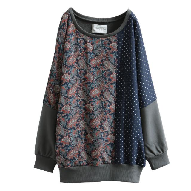 Norlabelペイズリー ドット柄切替スウェット 女性 プレゼント スウェット トレーナー レディース トップス 長袖 柄切替 ペイズリー の通販はau Pay マーケット オシャレウォーカー Osharewalker