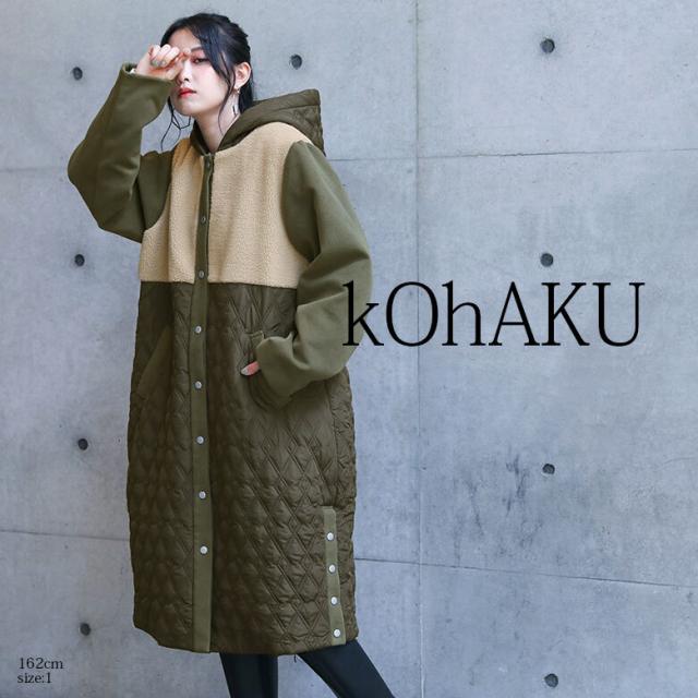 送料無料】『kOhAKU異素材切替フーディーコート』 【メール便