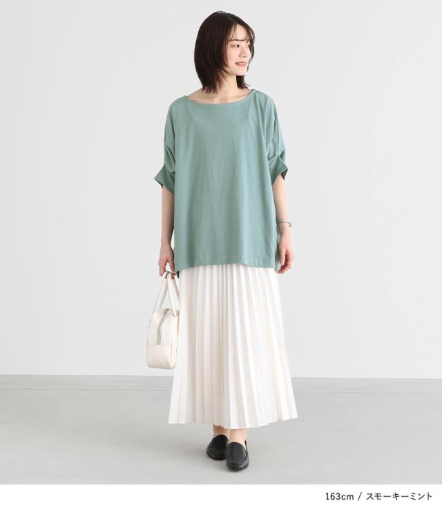 ミントデザインズmintdesigns コットン前後切替変形Tシャツ グレーピンク白S 【レディース】 ミントデザインズmintdesigns コットン前後切替変形Tシャツ