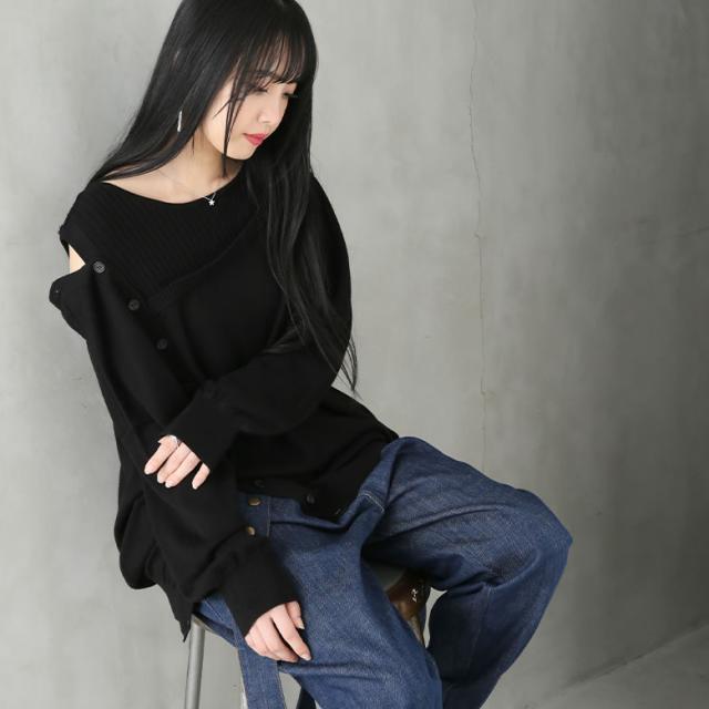 Norlabel肩開きアシメ切替ニット 女性 プレゼント ニット レディース トップス 長袖 肩開き 肩あき 肩出し アシンメトリー アシメ の通販はau Pay マーケット オシャレウォーカー Osharewalker