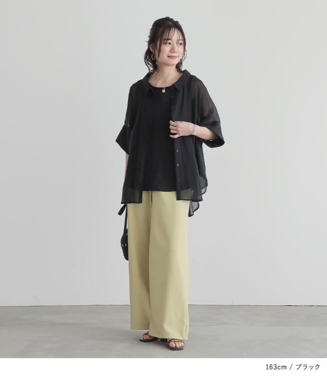 バックリボン5分袖シアーシャツ』 ※メール便可※【5】[シャツ 