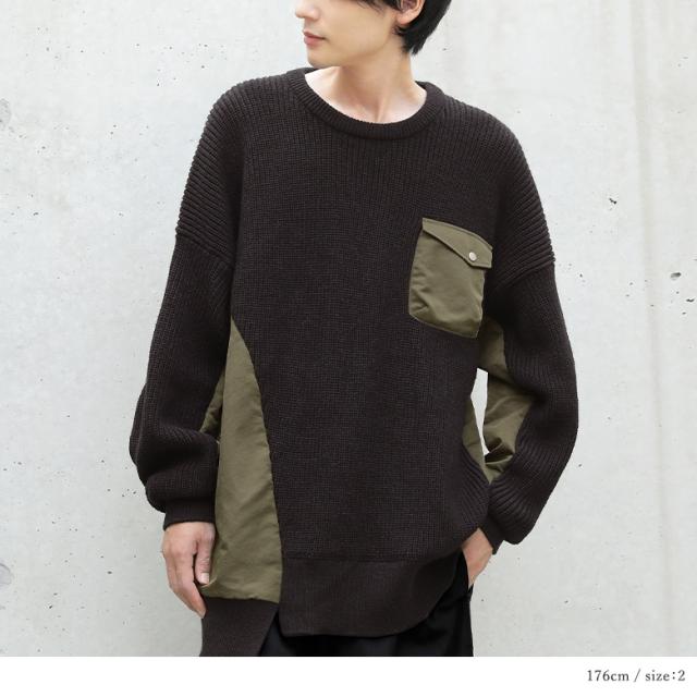 美品MAISONMAVERICKPRESENTS 異素材ドッキングニットセーター 美品MAISONMAVERICKPRESENTS 異素材ドッキングニットセーター