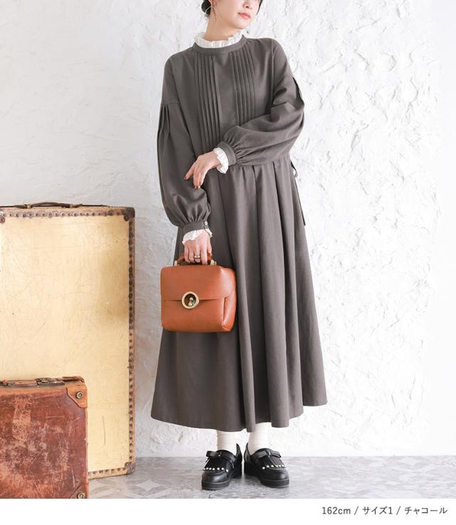 送料無料】『ピンタックリネン混ワンピース』【メール便不可】【30