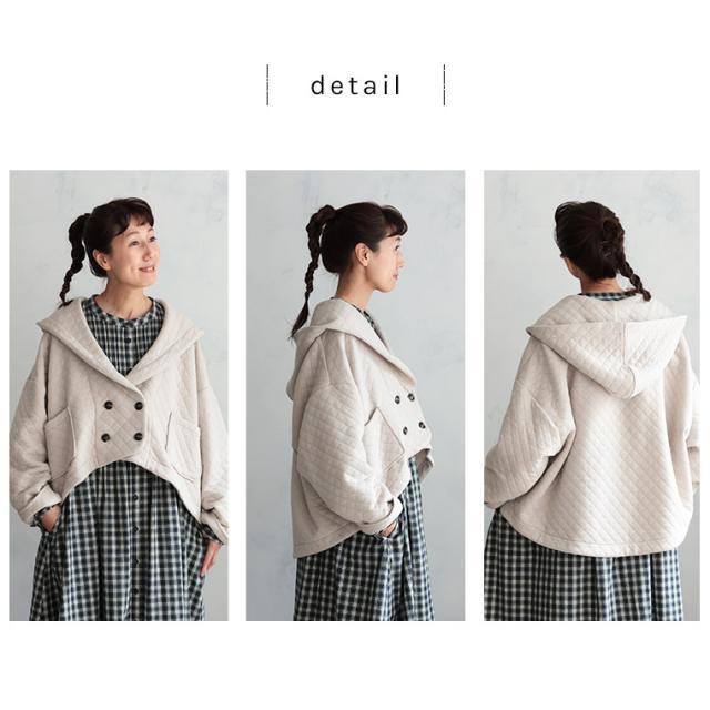 《通常販売START！》まぁるいキルトのジャケット レディース アウター 羽織り 長袖 ショート丈フード付き キルティング 中綿