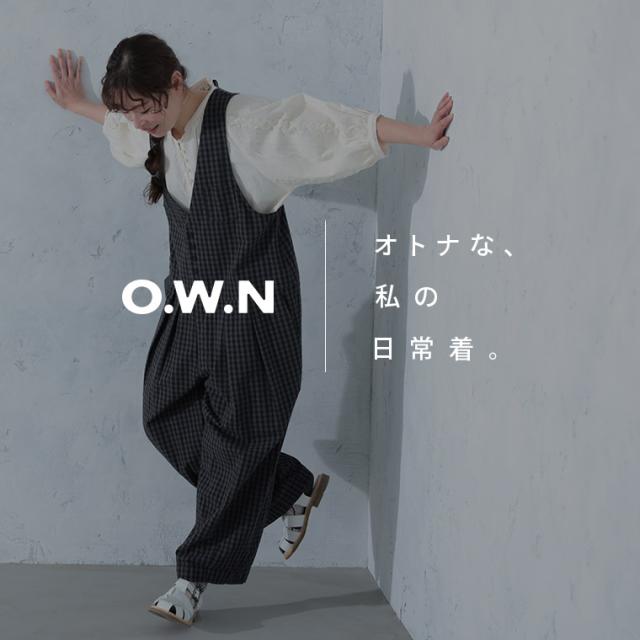 O.W.N ギンガムチェックのサロペット レディース オールインワン オーバーオール ロング コクーン ノースリーブ ボトムス_1