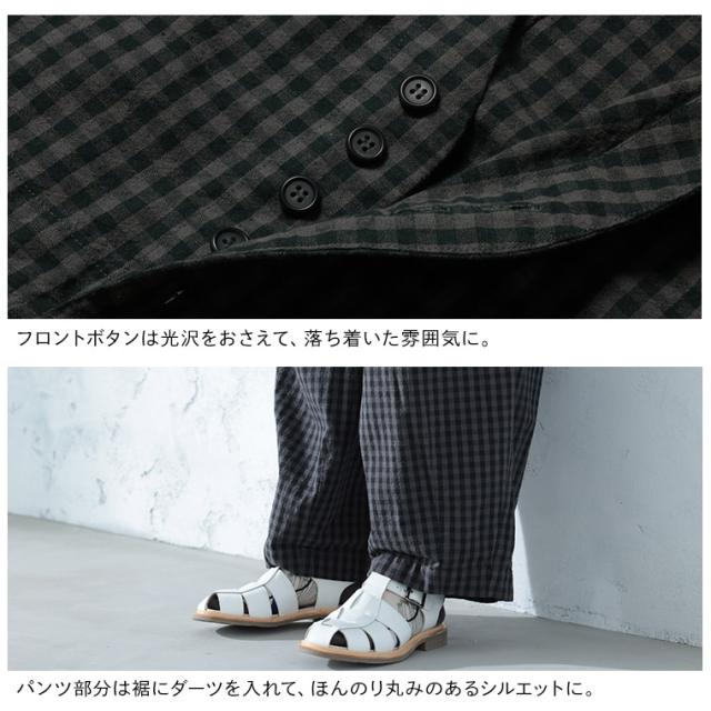 O.W.N ギンガムチェックのサロペット レディース オールインワン オーバーオール ロング コクーン ノースリーブ ボトムス_12