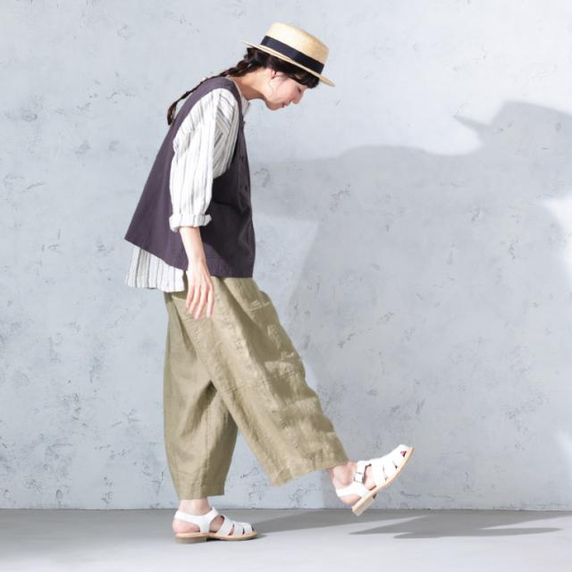 O.W.N まるっと可愛い、リネンのパンツ レディース コクーンパンツ クロップド丈 9分丈 九分丈 麻 リネン ボトムス_5