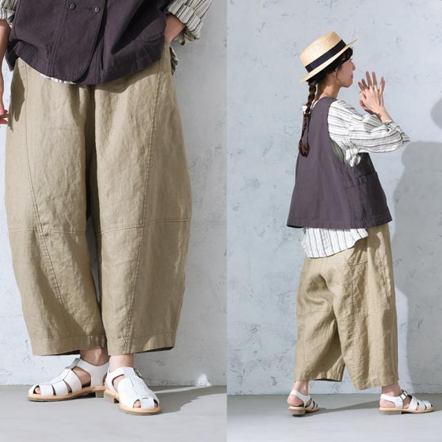 O.W.N まるっと可愛い、リネンのパンツ レディース コクーンパンツ クロップド丈 9分丈 九分丈 麻 リネン ボトムス_7