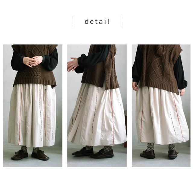 ブリードの森 手しごと刺繍スカート レディース ロング フレア Aライン