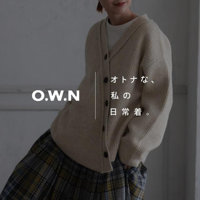 O.W.N 遊びゴコロなボタンのニット レディース プルオーバー Vネック 長袖 ウール混 毛混 アシンメトリー トップス O.W.N 遊びゴコロなボタンのニット レディース プルオーバー V
