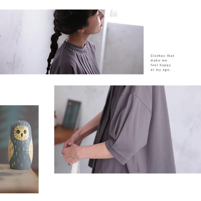 ふくろうと月 はいいろフクロウのブラウスみたいなTシャツ レディース