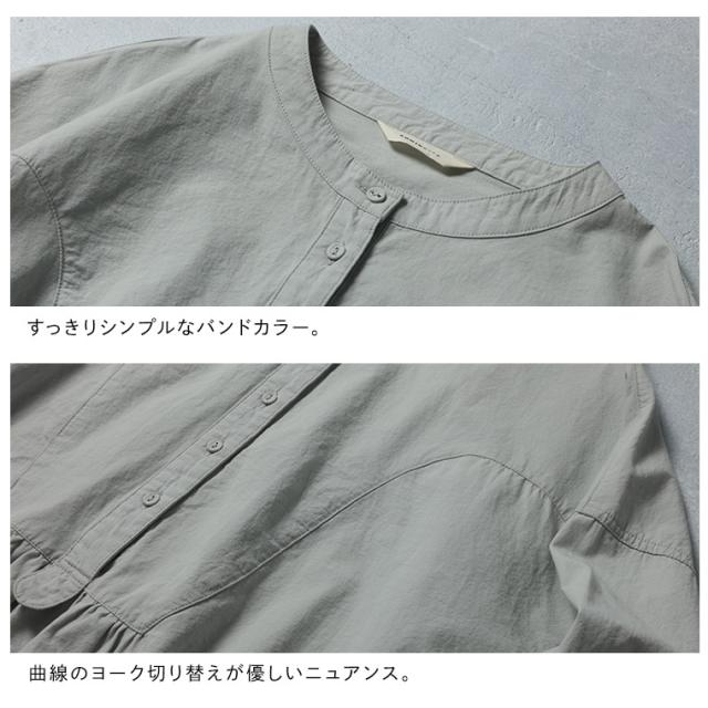 ［me］ 私のヨークなブラウス レディース シャツ プルオーバー 長袖 ノーカラー 綿 コットン トップス_11
