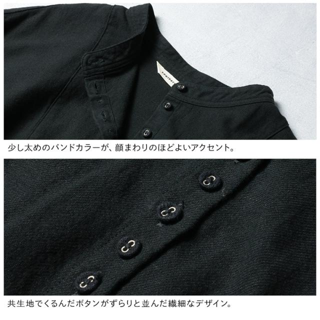 ふくろうと月 ぽこぽこ袖のブラウス レディース プルオーバー シャツ バルーンスリーブ ノーカラー コットン リネン混 トップス_12