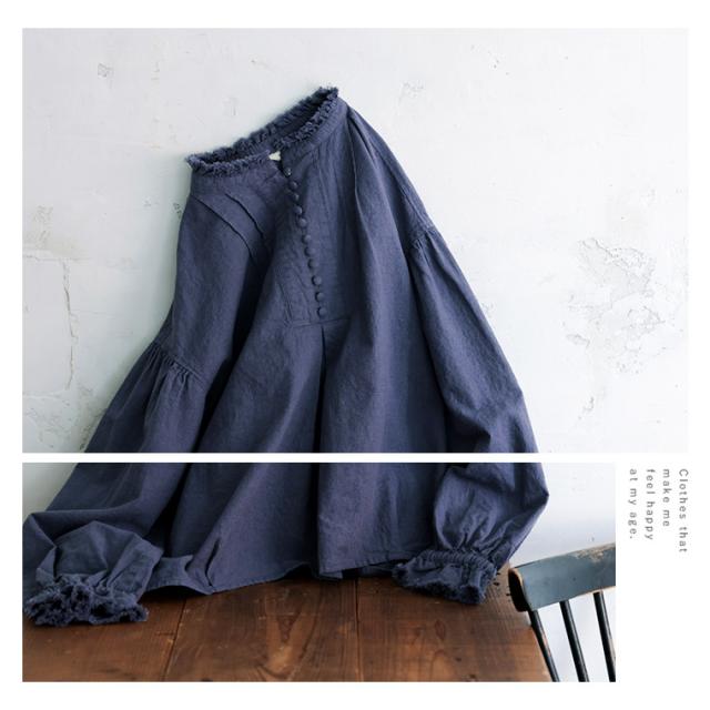 ふくろうと月 月影のブラウス レディース シャツ 長袖 バルーン