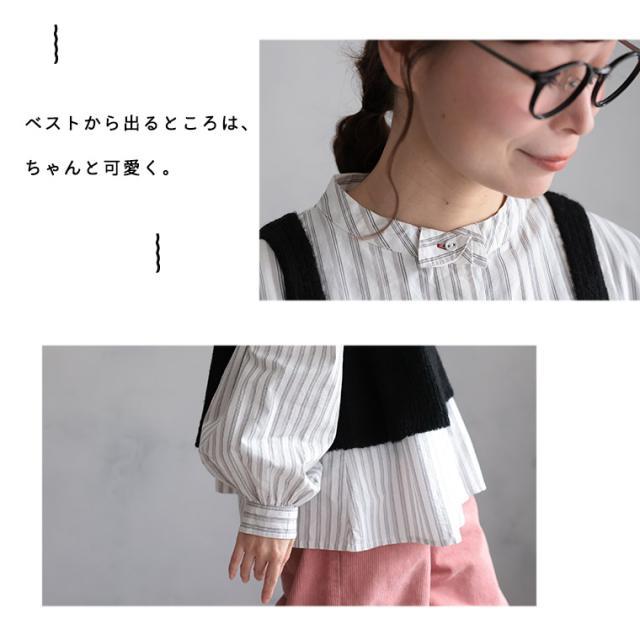 ベストに合わせる、やさしいストライプのブラウス レディース シャツ