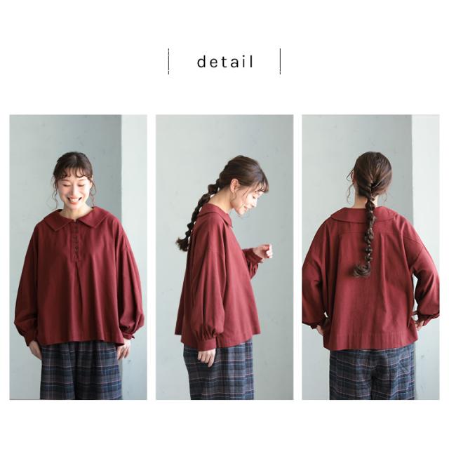 O.W.N 「わがまま別注」秋、かわいいブラウス レディース シャツ プルオーバー パフスリーブ ビッグカラー コットン O.W.N 「わがまま別注」秋、かわいいブラウス レディース シャツ プル