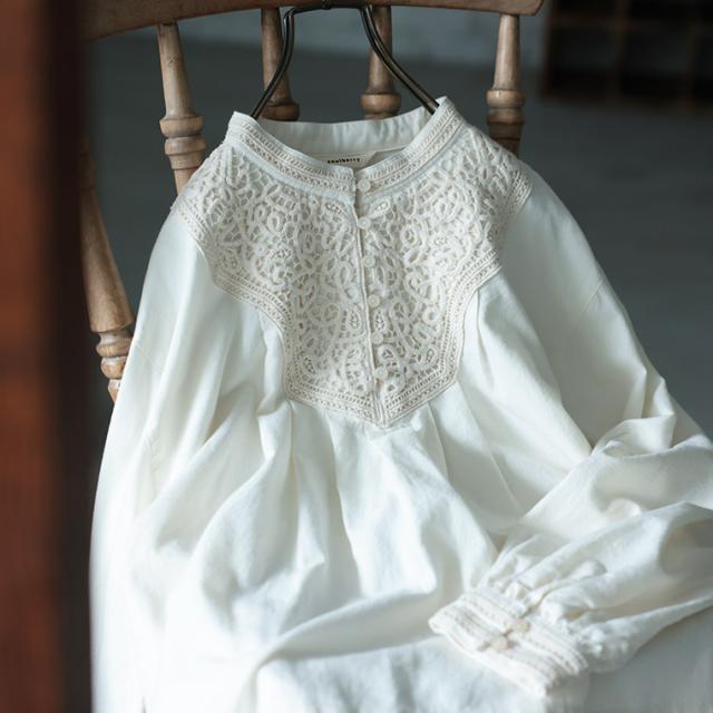 はちみつ堂 木漏れ日レースのブラウス レディース シャツ プルオーバー