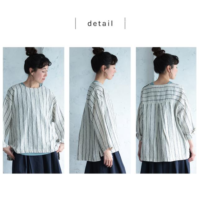 「わがまま別注」ストライプなリネンTee レディース ブラウス プルオーバー 長袖 麻 リネン シンプル ベーシック トップス_12