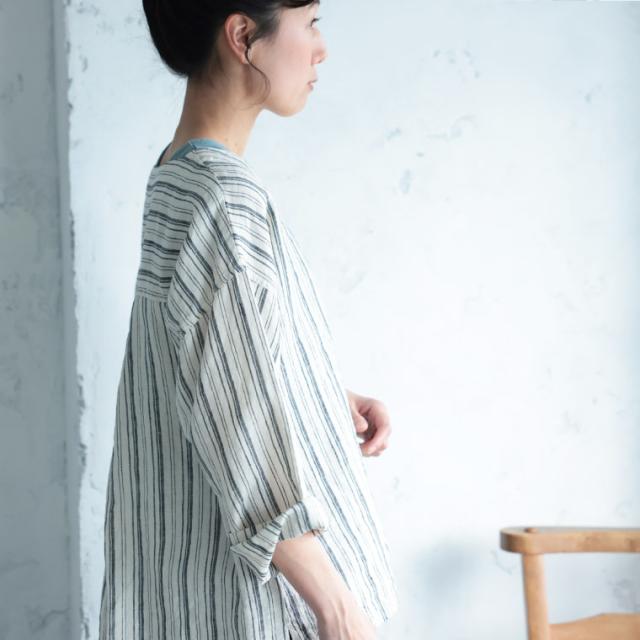 「わがまま別注」ストライプなリネンTee レディース ブラウス プルオーバー 長袖 麻 リネン シンプル ベーシック トップス_7