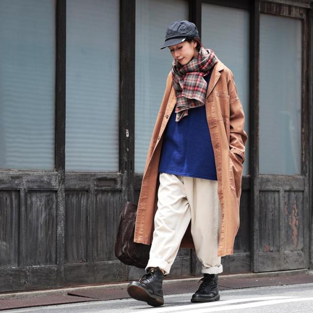 mimizuku陶房」 瑠璃色のニットプルオーバー レディース クルー