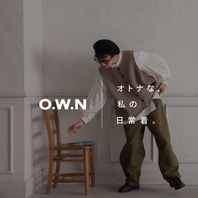 O.W.N ボタンなリブ編みベスト レディース ニットベスト ノースリーブ クルーネック ウール混 トップス_1