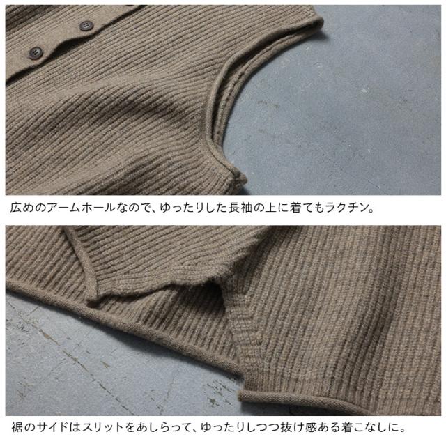 O.W.N ボタンなリブ編みベスト レディース ニットベスト ノースリーブ クルーネック ウール混 トップス_13