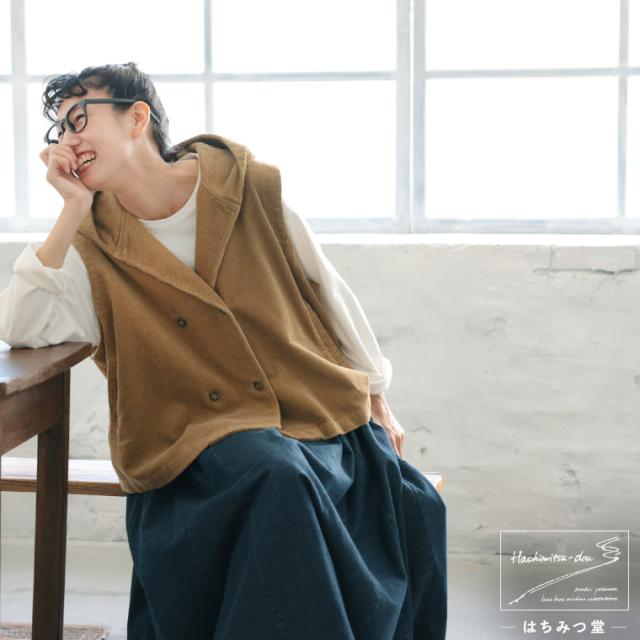 【ついに再入荷！】はちみつ堂 おおきな栗のモンブランのベスト レディース ノースリーブ フード付き パーカー風 トップス_8