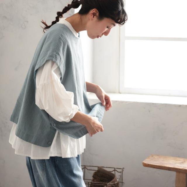 【ついに再入荷！】あしたのふく もっと夏でも着ちゃえるベスト レディース プルオーバー トップス